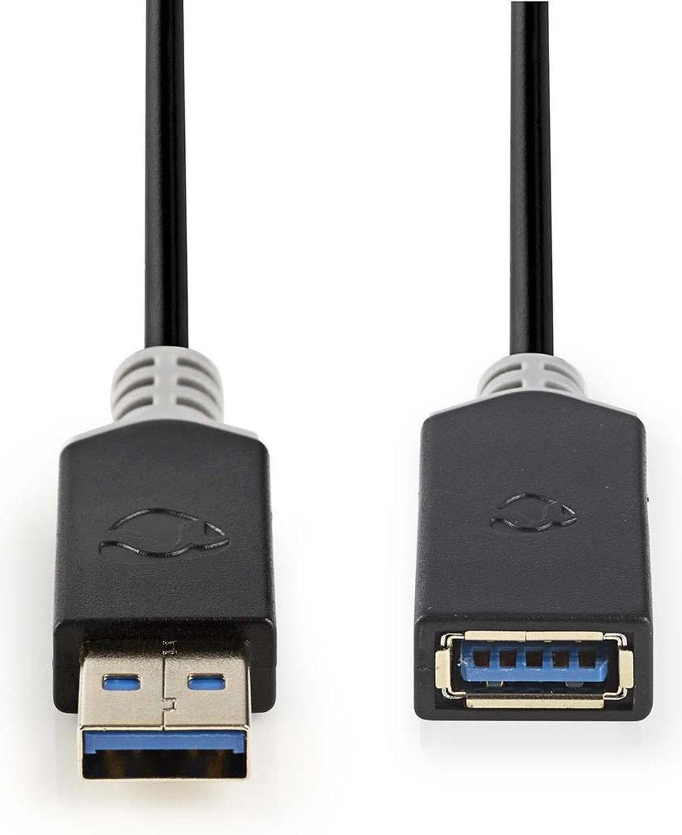 USB-Kabel | USB 3.2 Gen 1 | USB-A Male | USB-A Female | 5 Gbps | Verguld | 2.00 m | Rond | PVC | Antraciet | Window Box