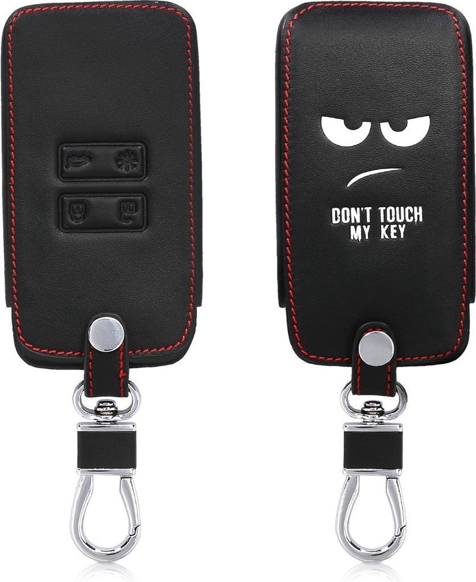 kwmobile imitatieleer hoes voor Renault 4 toetsen Smartkey autosleutel (alleen Keyless Go) autosleutels - imitatieleren bekleding auto sleutelhoes Don't touch my Key design wit / zwart