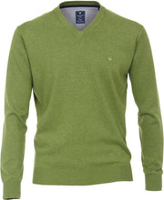 Redmond heren trui katoen V-hals - groen melange -  Maat: 4XL