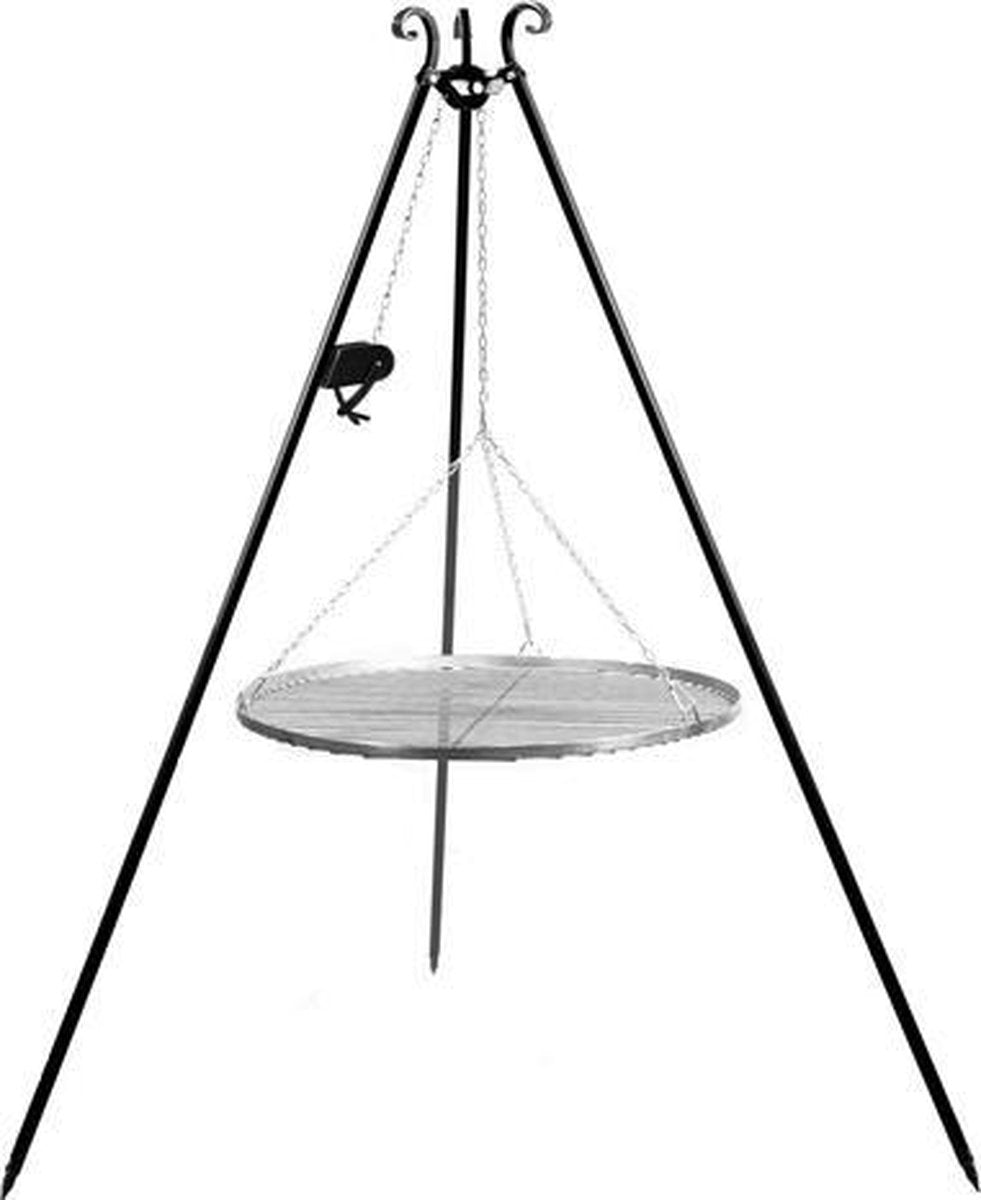 CookKing Grill Tripod Zwart 180cm Roestvrij Staal Rooster 50cm met Haspel