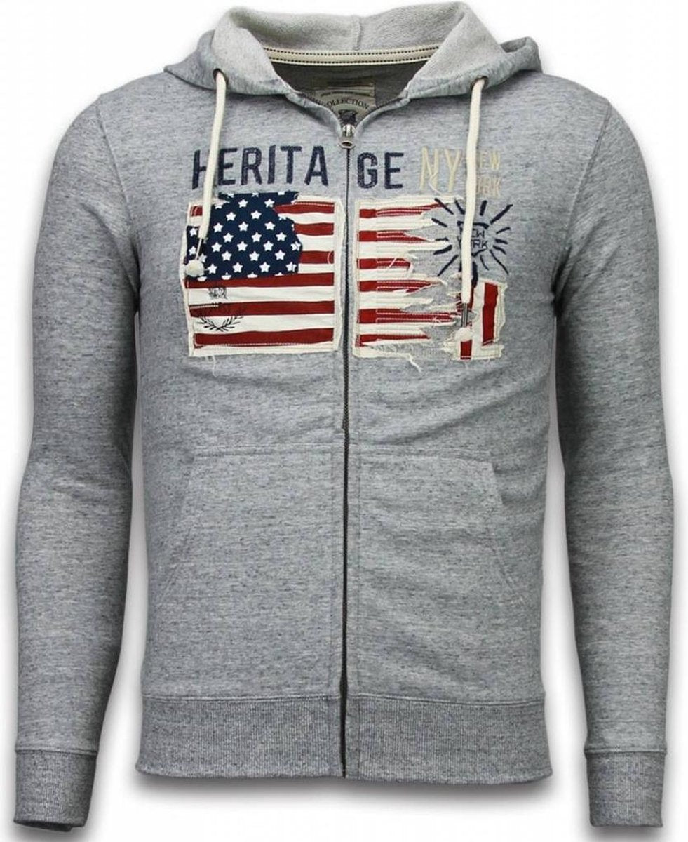 Enos Casual Vest - Embroidery American Heritage - Grijs - L