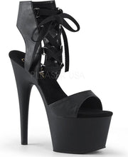 Adore-700-14 plateau sandaal met veters en stiletto hak mat zwart - (EU 40 = US 10) - Pleaser