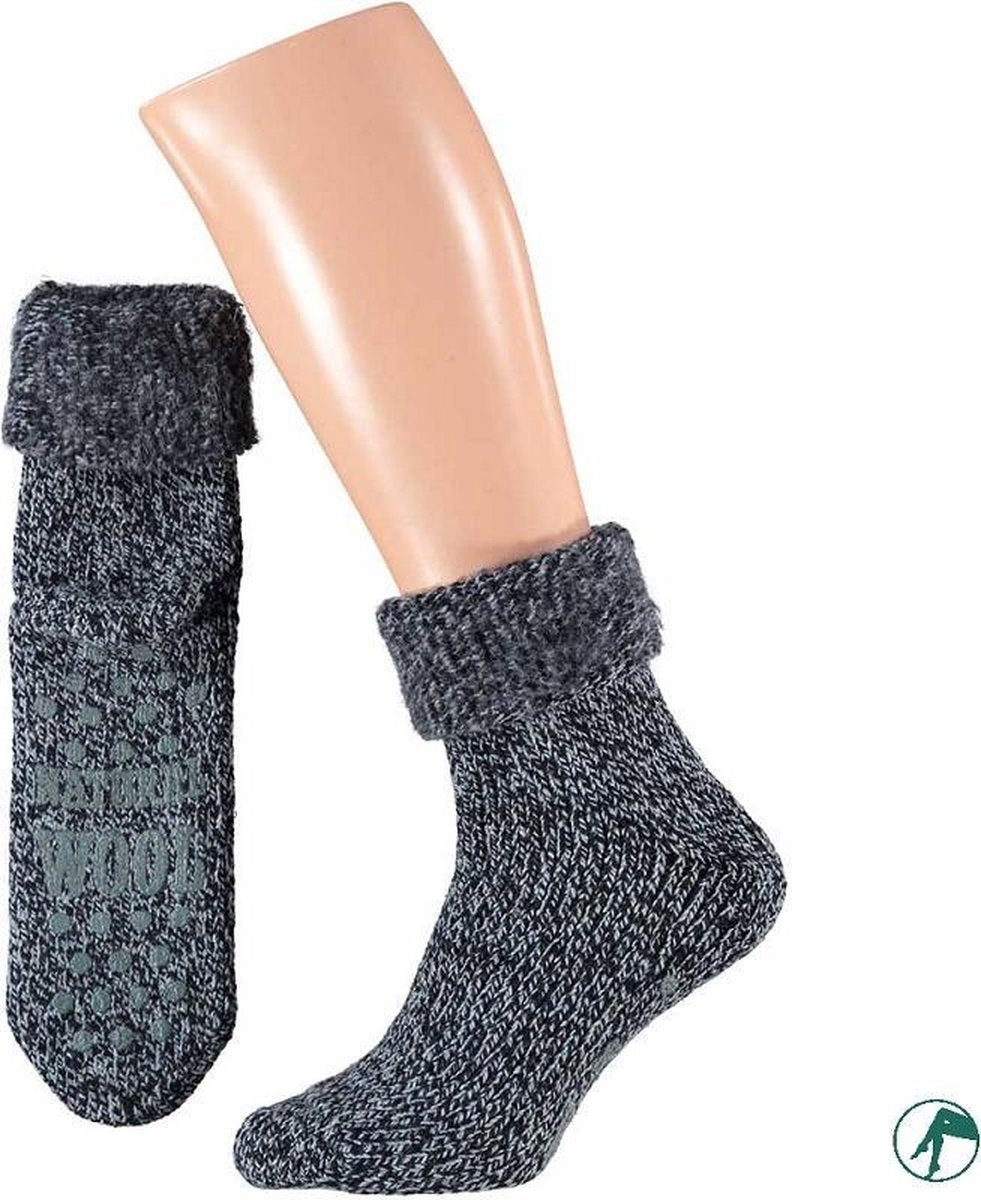 Slofsokken - anti slip - Unisex - donkerblauw - maat 43-46