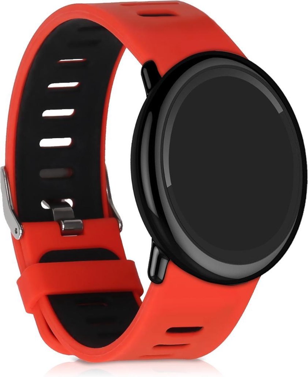 kwmobile horlogeband voor Huami Amazfit - siliconen armband voor fitnesstracker - rood / zwart