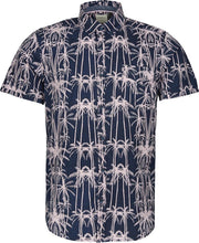 Palm Print S/slv Shirt1a3767 5940 Blue Aop W/pink Purple