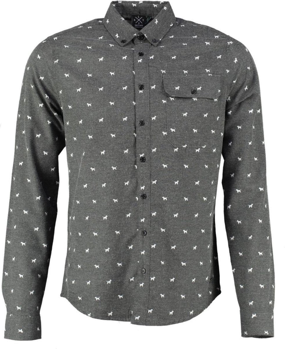 Kultivate zacht grijs slim fit overhemd met hondjes - valt kleiner - Maat XL