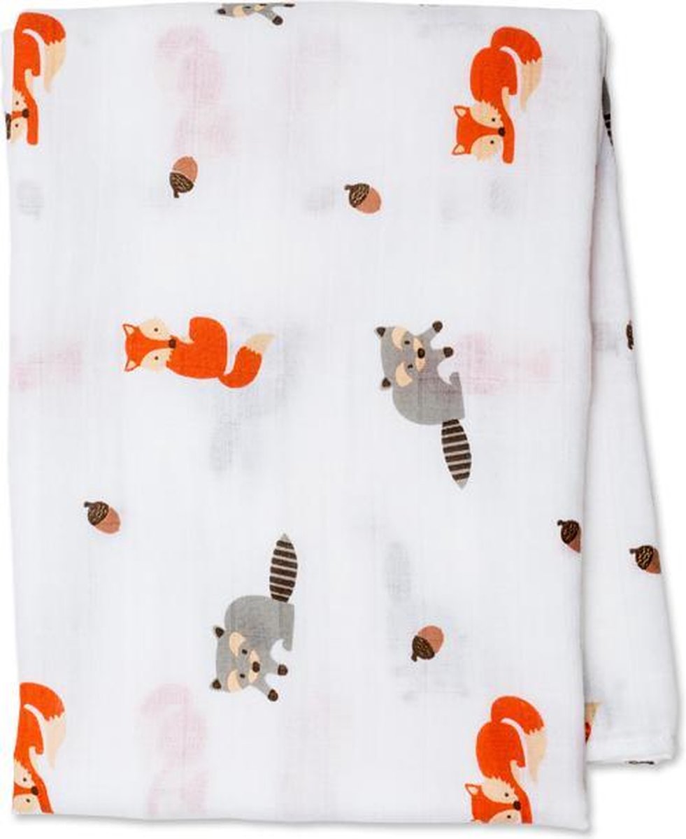 Lulujo swaddle - 100% katoen  120x120 cm - Forest Friends