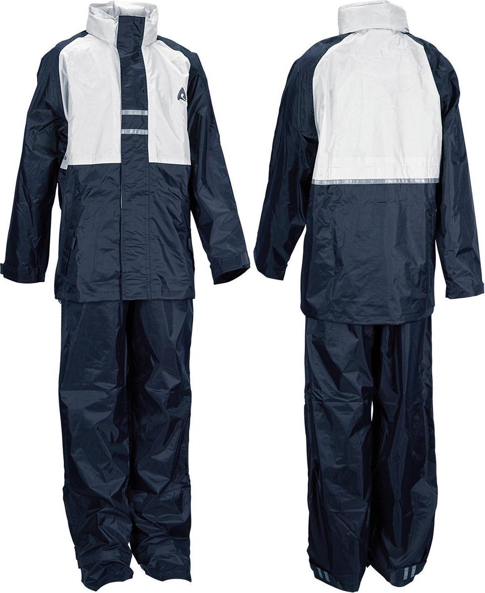 Ralka Regenpak - Kinderen - Unisex - Maat 140 - Marine/Wit
