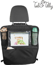 Autostoel organiser - met tablet houder - zwart - waterafstotend - stoelbeschermer - auto organizer - Ted&Tilly