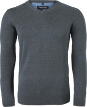 MARVELIS heren trui katoen - V-hals - antraciet -  Maat: 4XL
