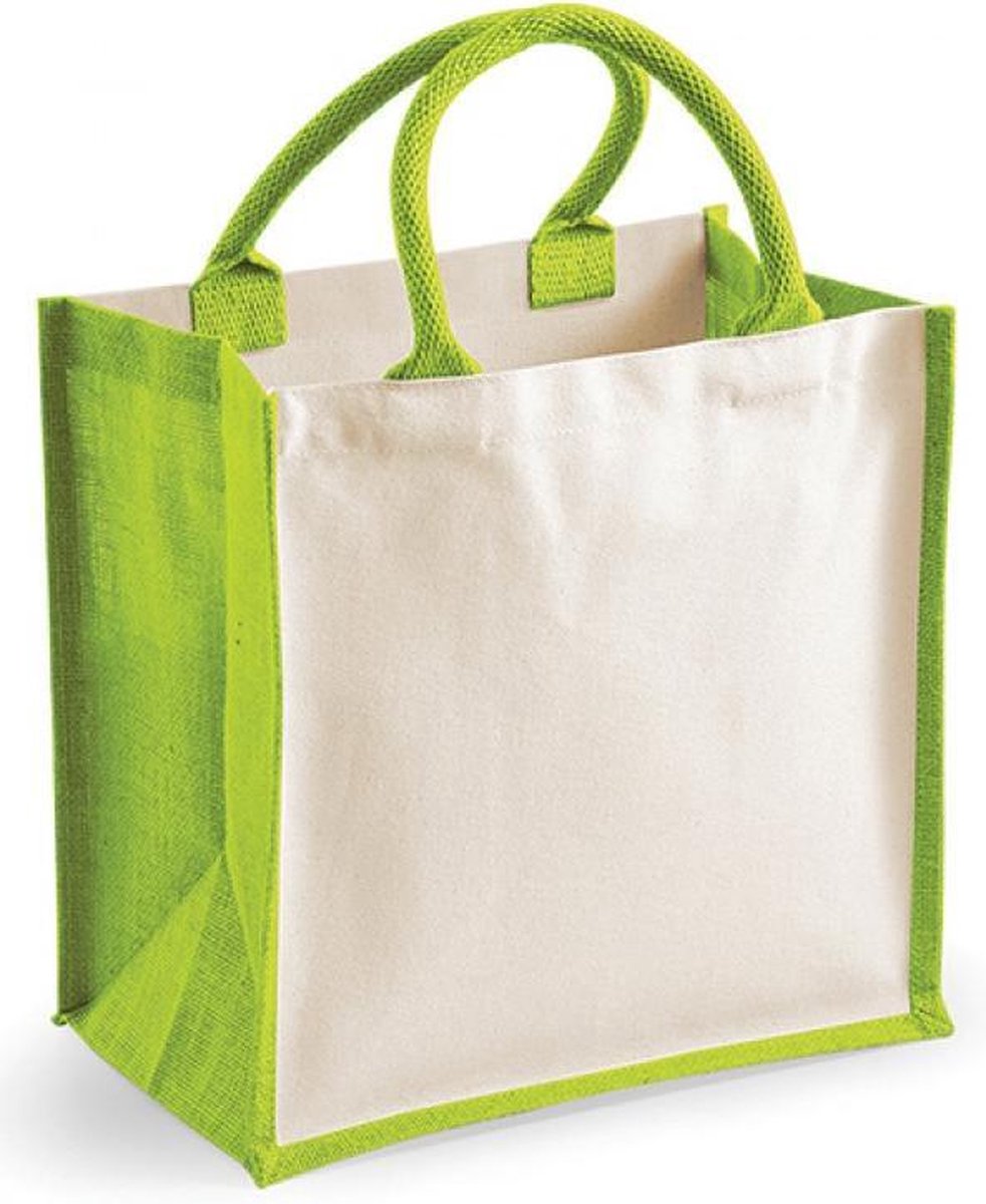 Printers Midi Jute Bag (Appel Groen)