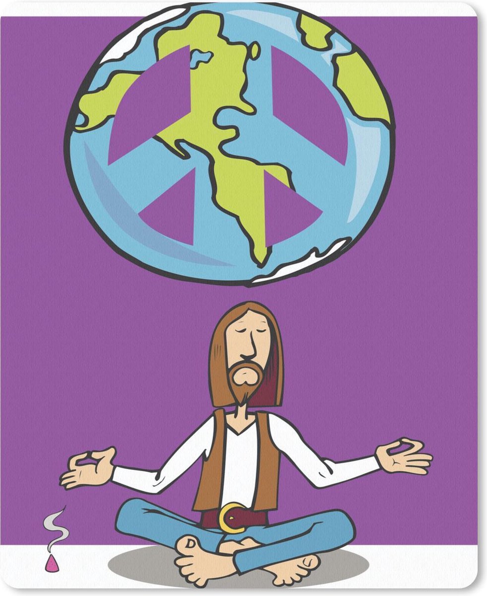 Muismat - Mousepad - een hippie aan het mediteren - 30x40 cm