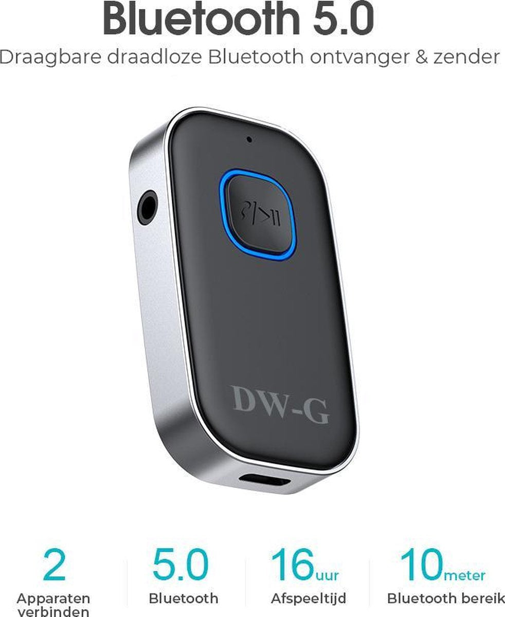 DW-G Bluetooth Adapter / Bluetooth Audio Receiver & Transmitter / FM Transmitter / Bluetooth Ontvanger /  AUX / 3.5MM / Streamer