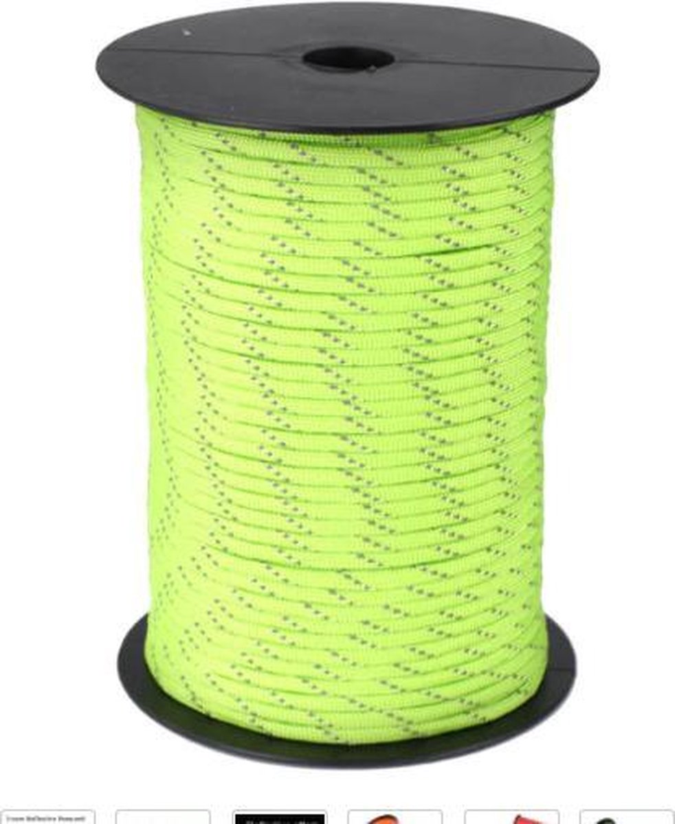 Allesvoordeliger paracord 4 mm - 7 core - reflecterend groen - per 5 meter
