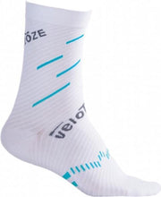 Velotoze Fietssokken Compression Merinowol Wit/blauw Mt L/xl