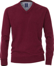 Redmond heren trui katoen - V-hals - donkerrood -  Maat: XL
