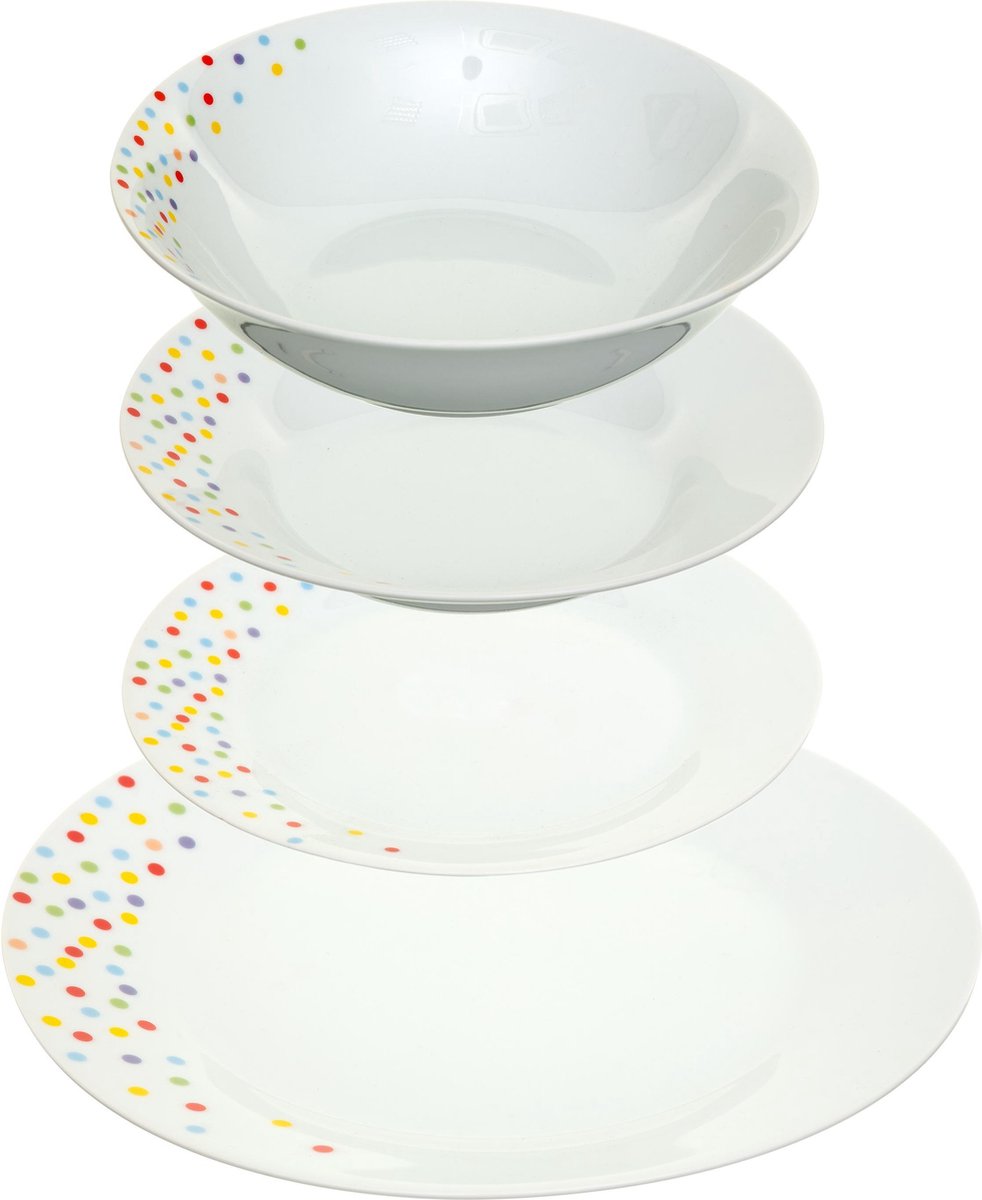 4goodz porseleinen servies 6 persoons 19 delig - Confetti