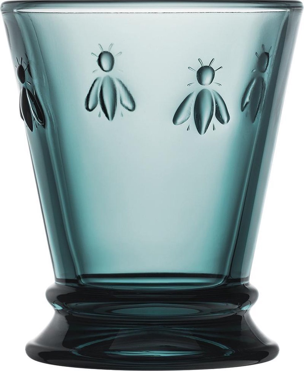 La Rochère Bee - waterglas - bijtjes - blauw - handgeblazen - set van 6 - H 4 cm