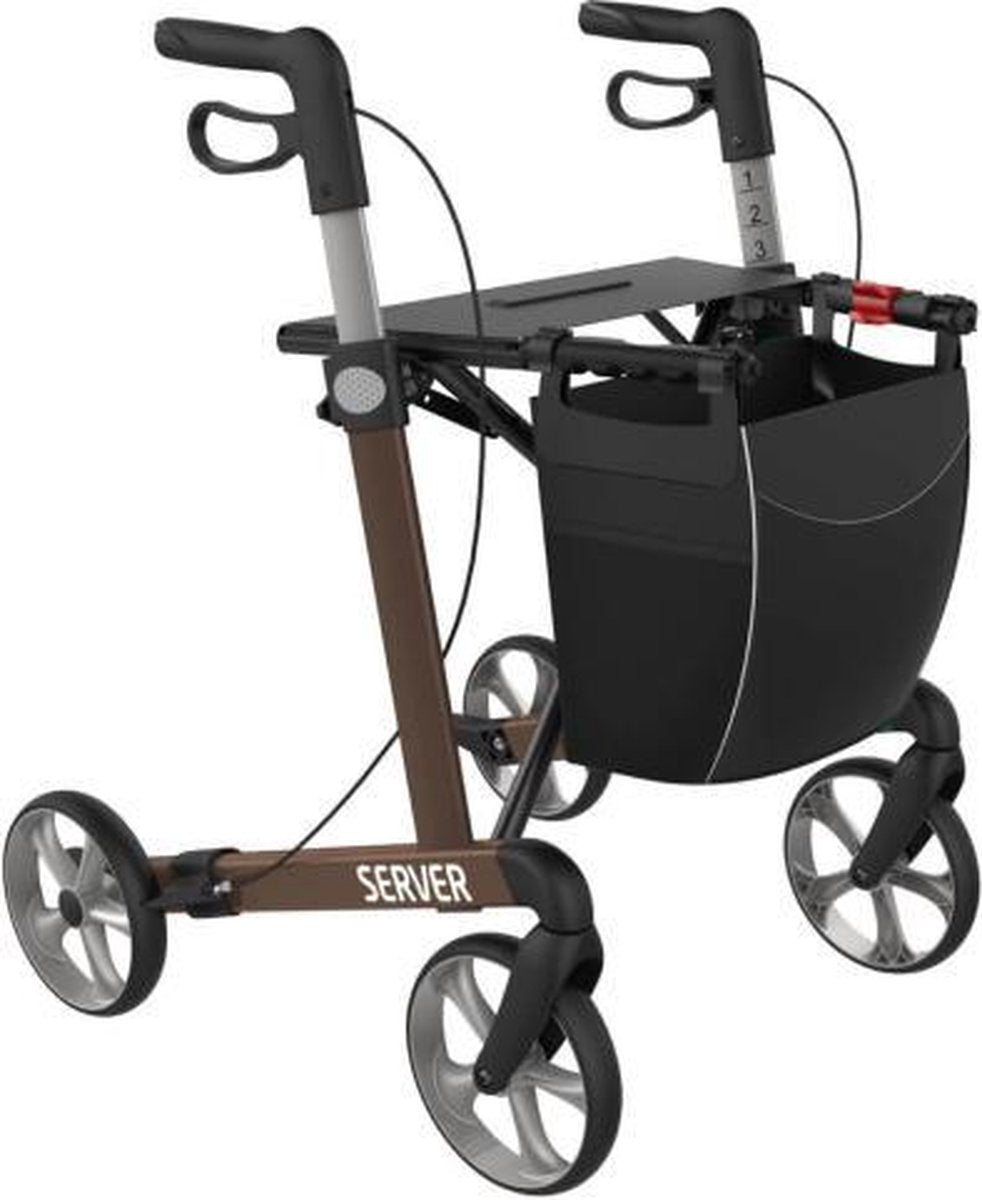 Server Lichtgewicht Rollator Bruin - Zachte comfort banden