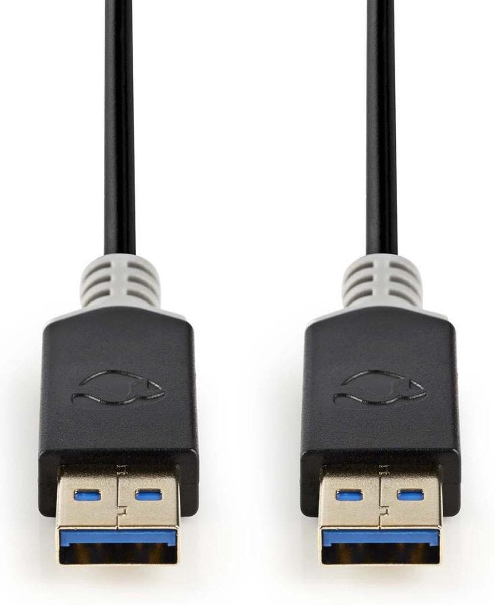 USB-Kabel | USB 3.2 Gen 1 | USB-A Male | USB-A Male | 5 Gbps | Verguld | 2.00 m | Rond | PVC | Antraciet | Polybag
