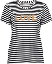 T Shirt Striped Love 12038 40 Off-white/black