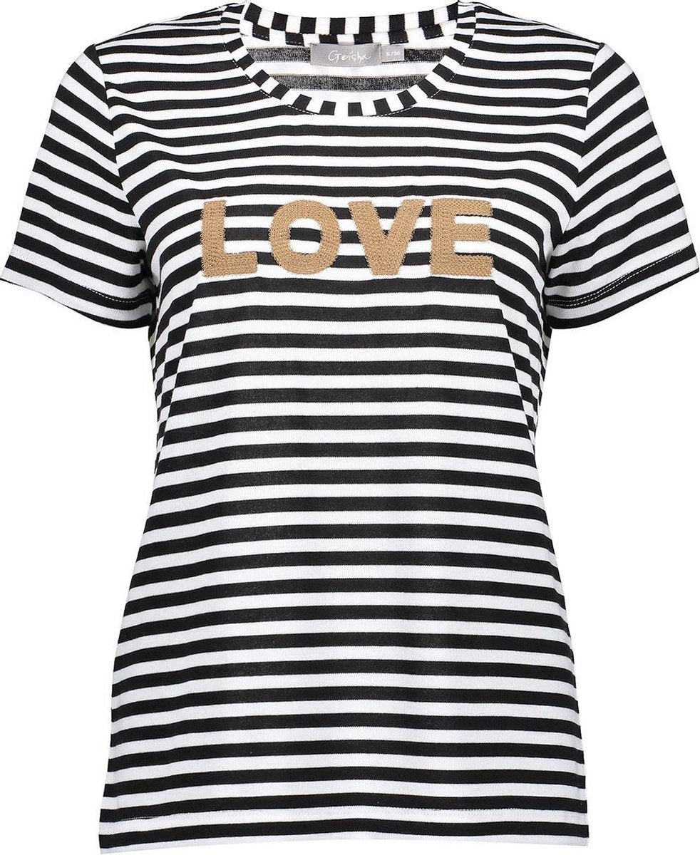 T Shirt Striped Love 12038 40 Off-white/black