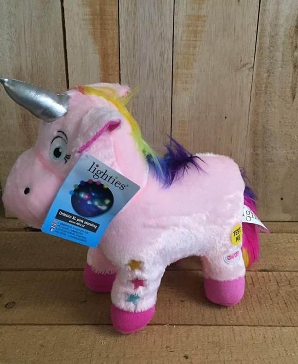 Unicorn pluche XL staand met LED 35cm