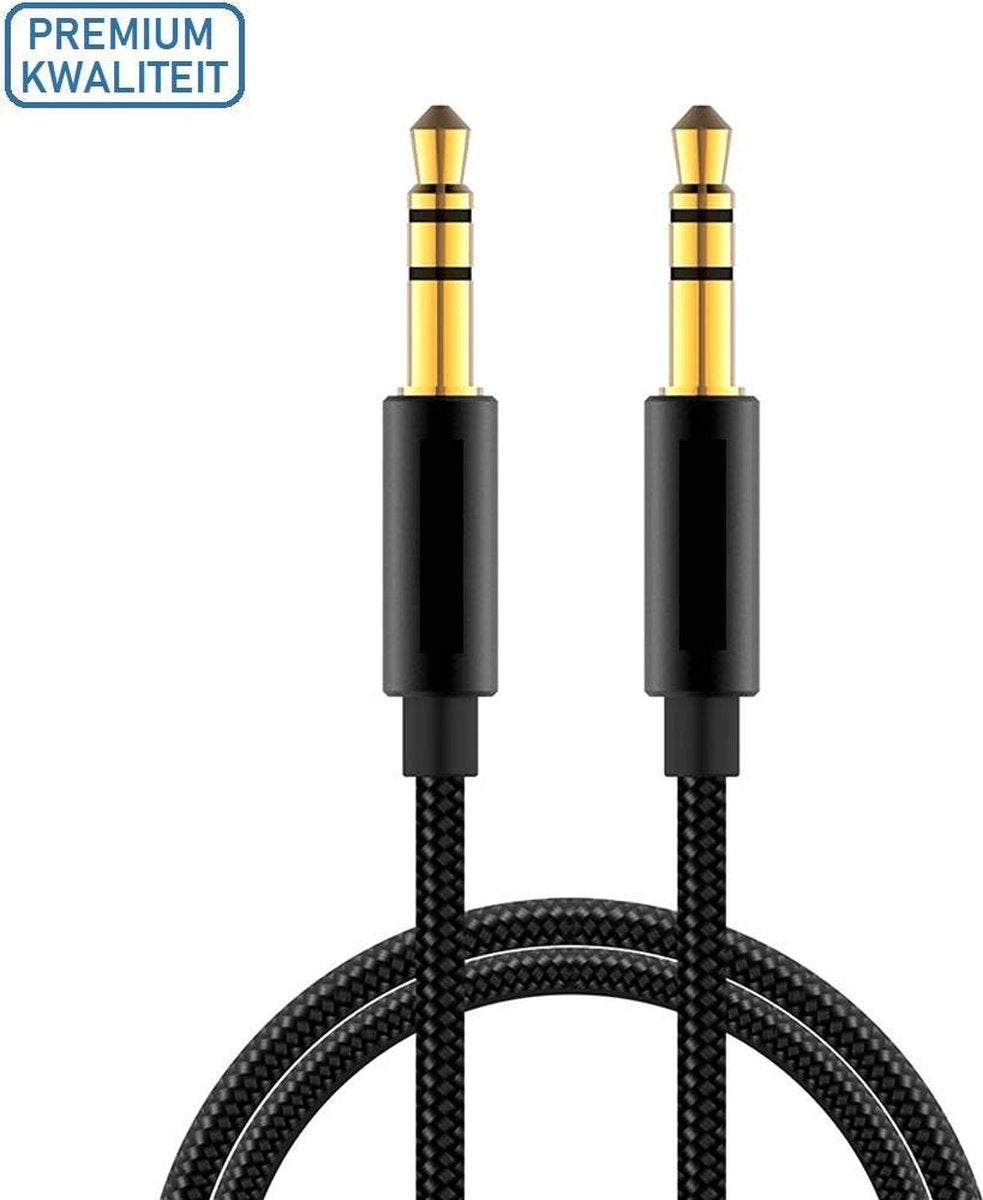 2 METER |3.5MM Jack Aux Male Kabel Naar 3.5MM Jack Male Adapter|Woven|Gold Plated |Premium Kwaliteit |Zwart / Black