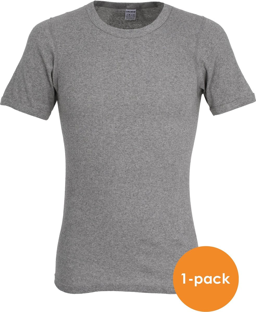 Ceceba heren T-shirt dubbelrib regular fit (1-pack) - O-hals - grijs -  Maat: XL