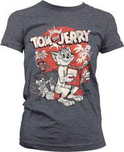 Tom and Jerry Dames Tshirt -L- Vintage Comic Grijs