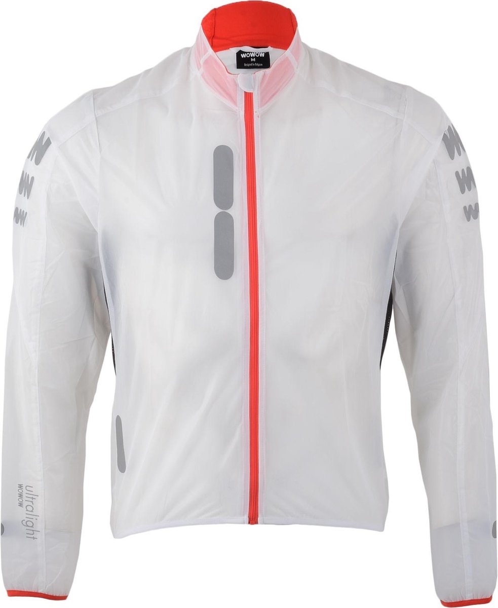 Wowow Ultralight Supersafe Regenjas  Fietsjas - Maat XL  - Unisex - wit/rood/zwart