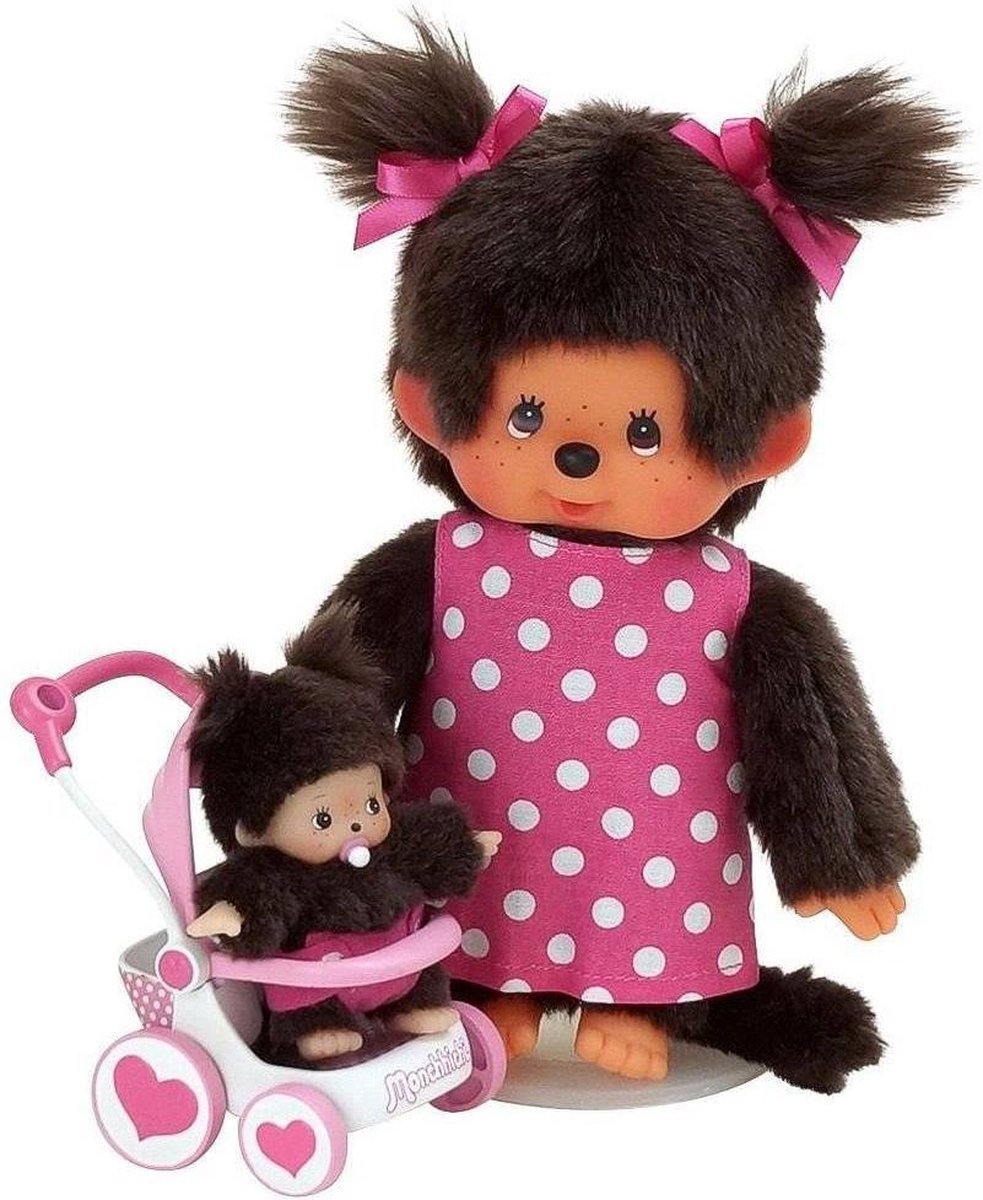Monchhichi Moeder met wandelwagen