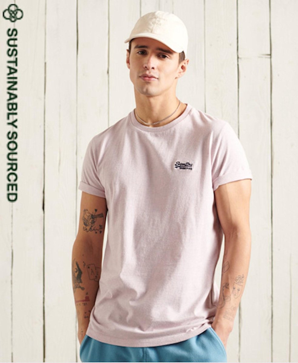 Superdry orange label vintage embleem O-hals shirt roze II - 3XL