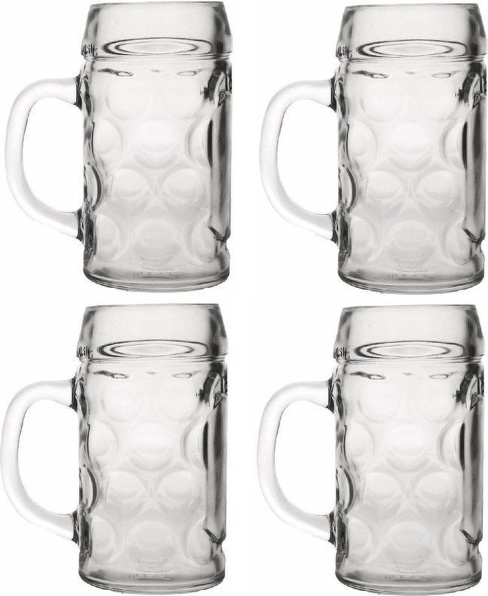 Oktoberfest - 4x Bierpullen/Bierglazen van 1 liter Oktoberfest bierglazen - Bierfeest bierglas