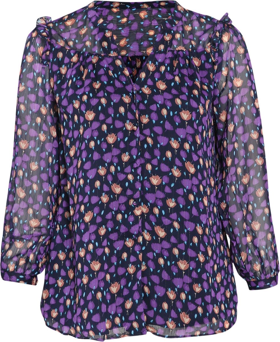 Blouse in voile met tulpenprint