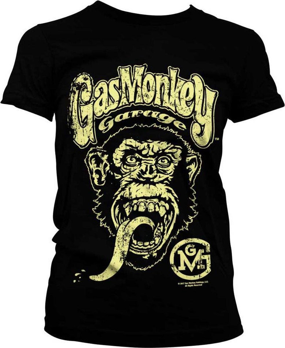 Gas Monkey Garage Dames Tshirt -L- Big Brand Logo Zwart