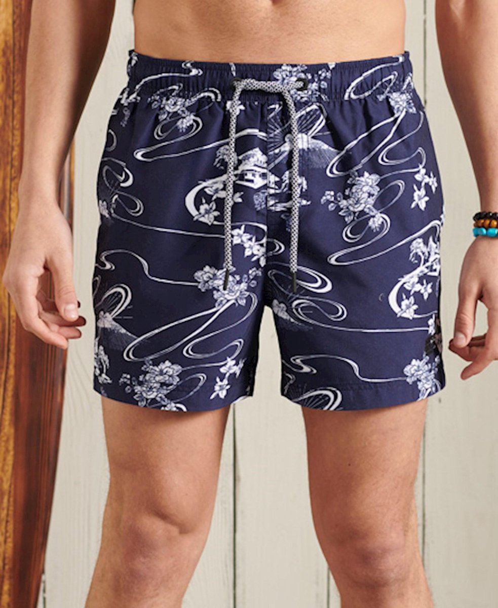 Superdry super beach volley rits zwemshort blauw - XL