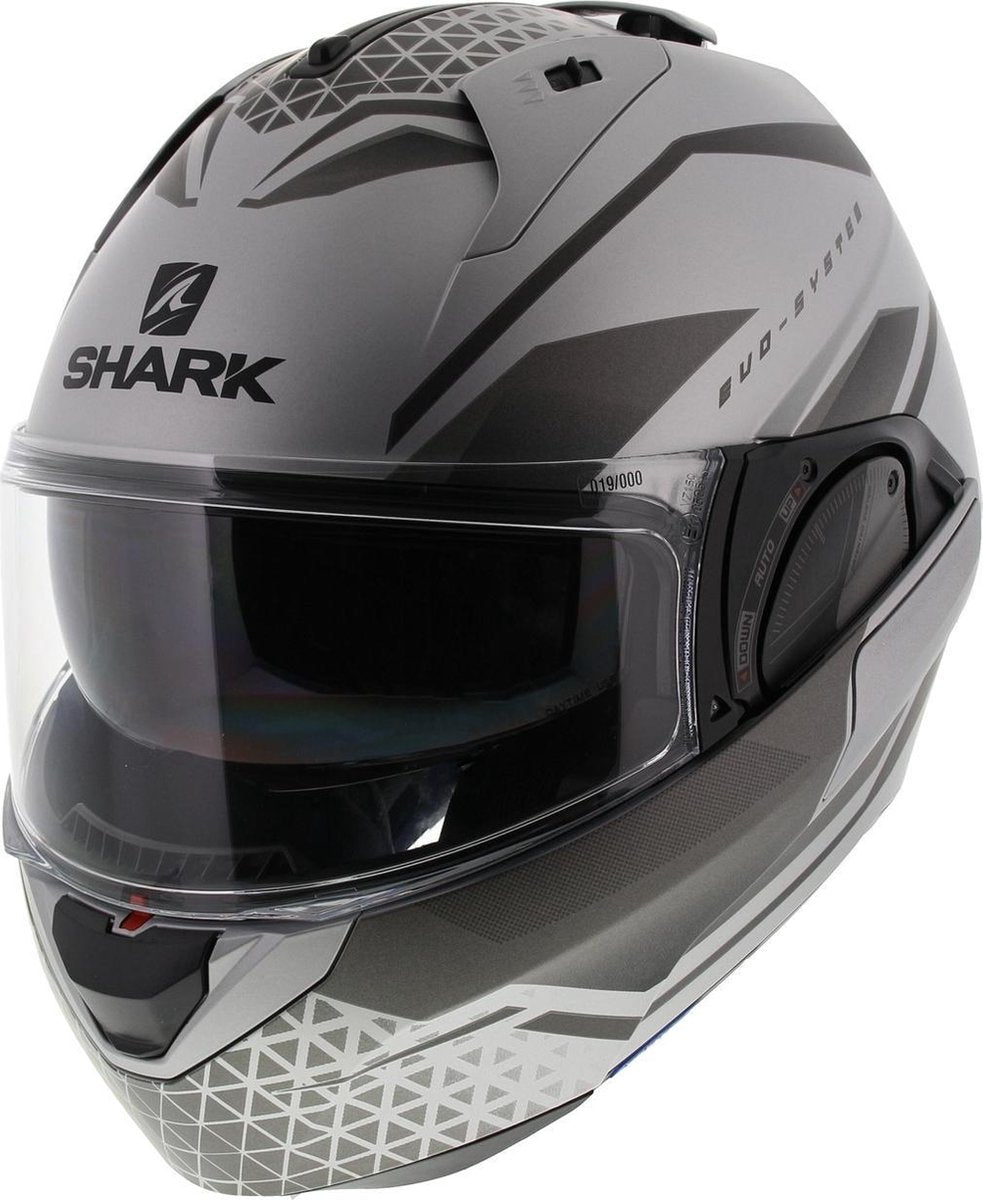 Shark Evo ES Yari Sak Matt Silver Anthracite Black  Systeemhelm - Motorhelm - Maat S