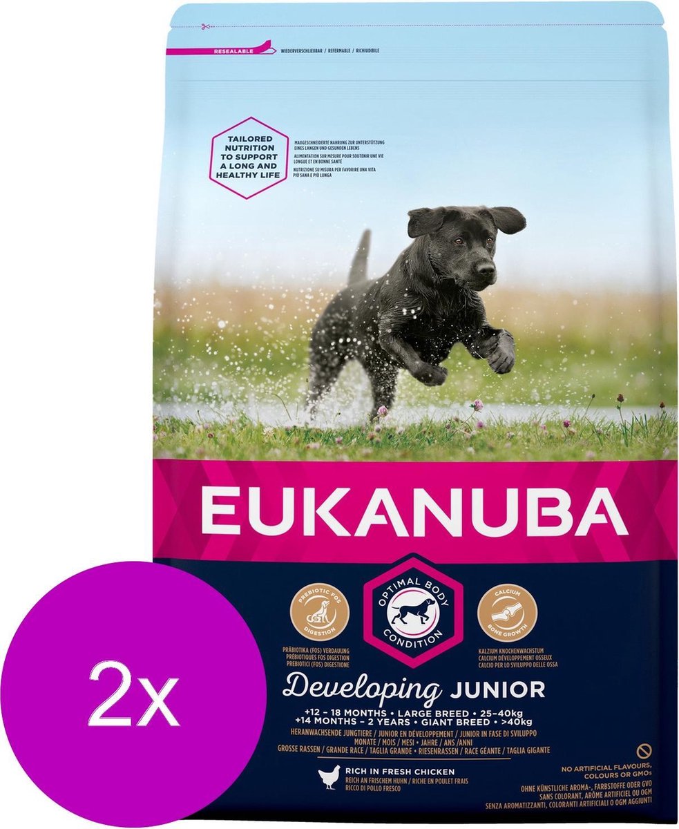 Eukanuba Developing Junior Large Breed Kip - Hondenvoer - 2 x 3 kg
