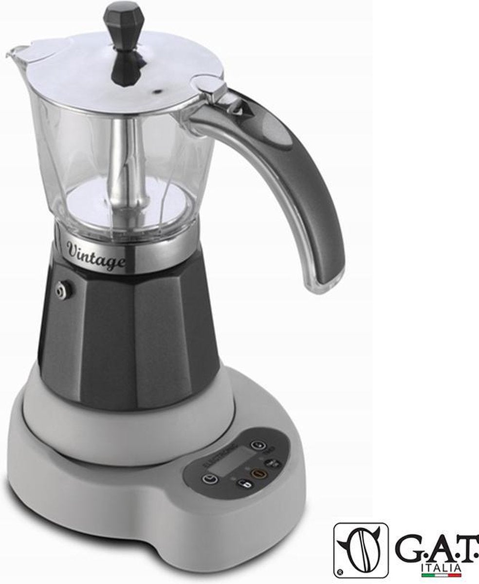 G.A.T. Italia Vintage Antraciet 6 kops - Elektrische percolator