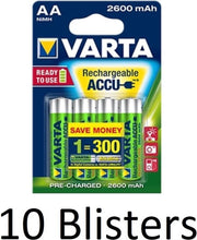 40 Stuks (10 Blisters a 4 st) Varta AA Oplaadbare Batterijen - 2600mAh