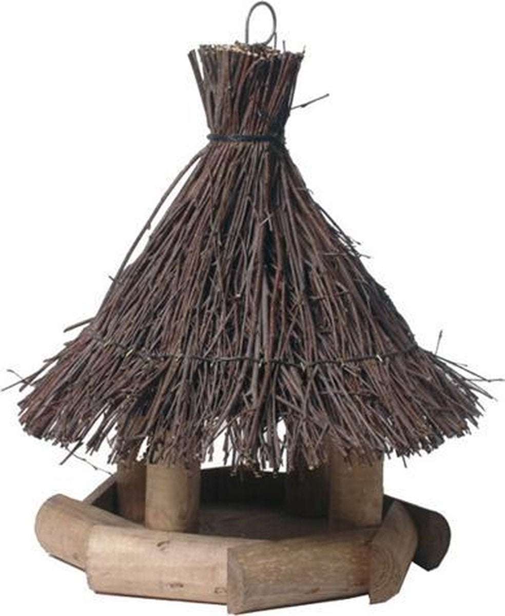 Voederhuis met tenen dak 44x34CM Bruin