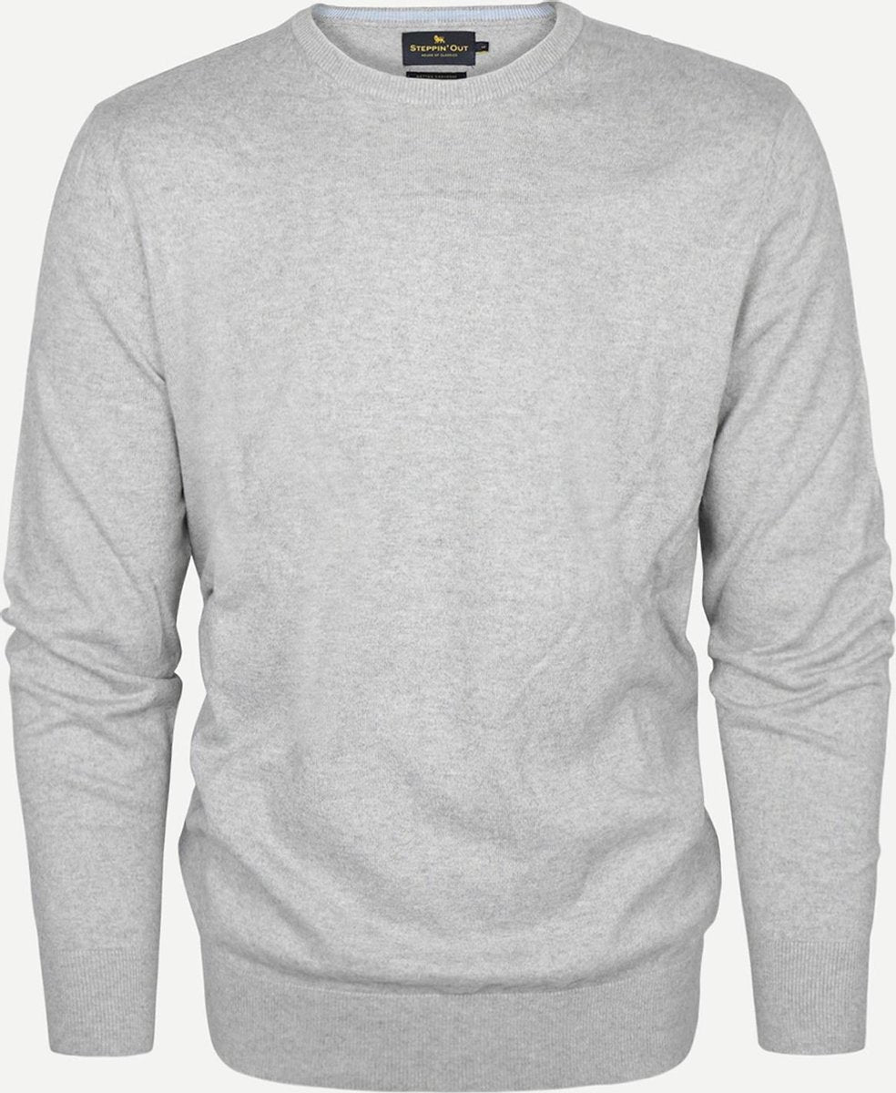 Steppin' Out Spring 2021 Trui Cotton Cashmere Crew Neck Mannen - Regular Fit - Katoen - Grijs (3XL)