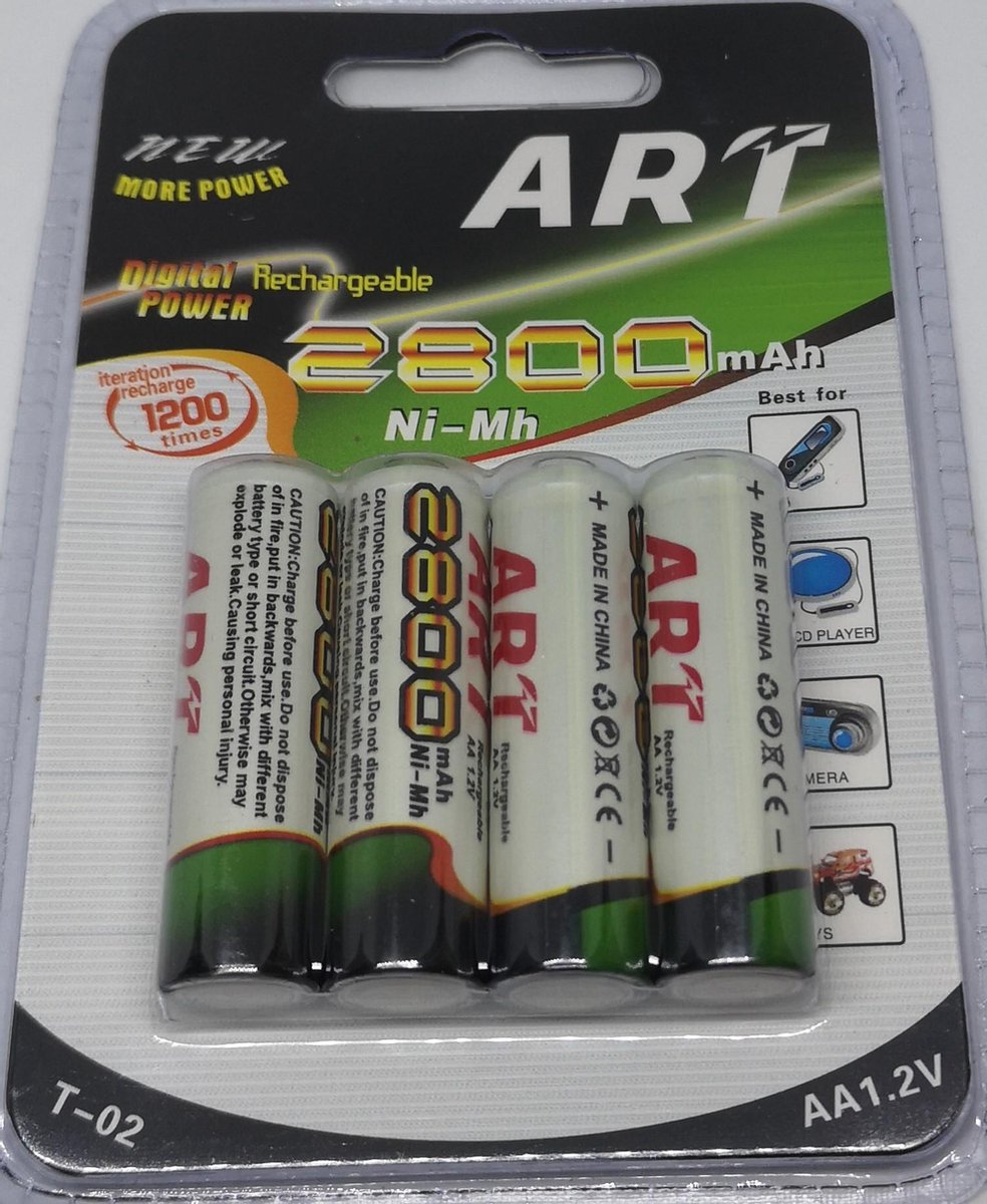AA-8 stuks -Oplaadbare batterijen AA -2800mAh-1.2V-rechargeable