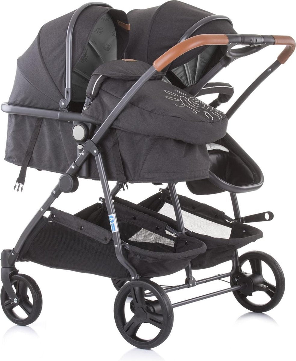Duo Kinderwagen 0+ new borns Chipolino Duo Smart grijs met luiertas