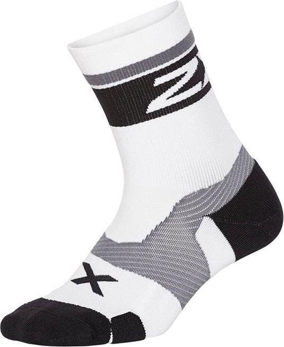 2xu Sportsokken Vectr Cushion Crew Nylon Wit/zwart Maat L