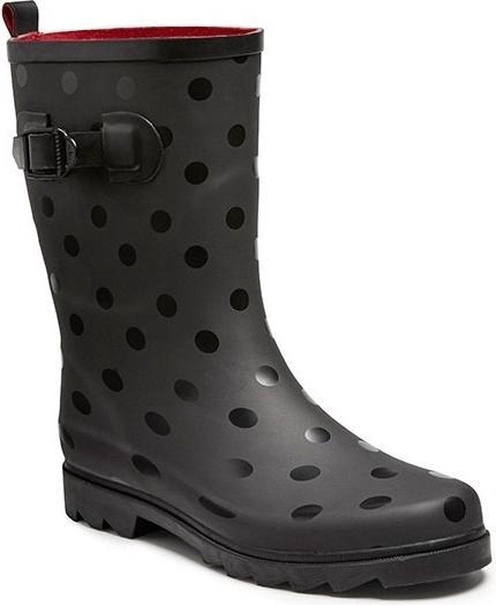 Zwarte regenlaars met stippen voor dames - Regenlaarzen voor volwassenen 36