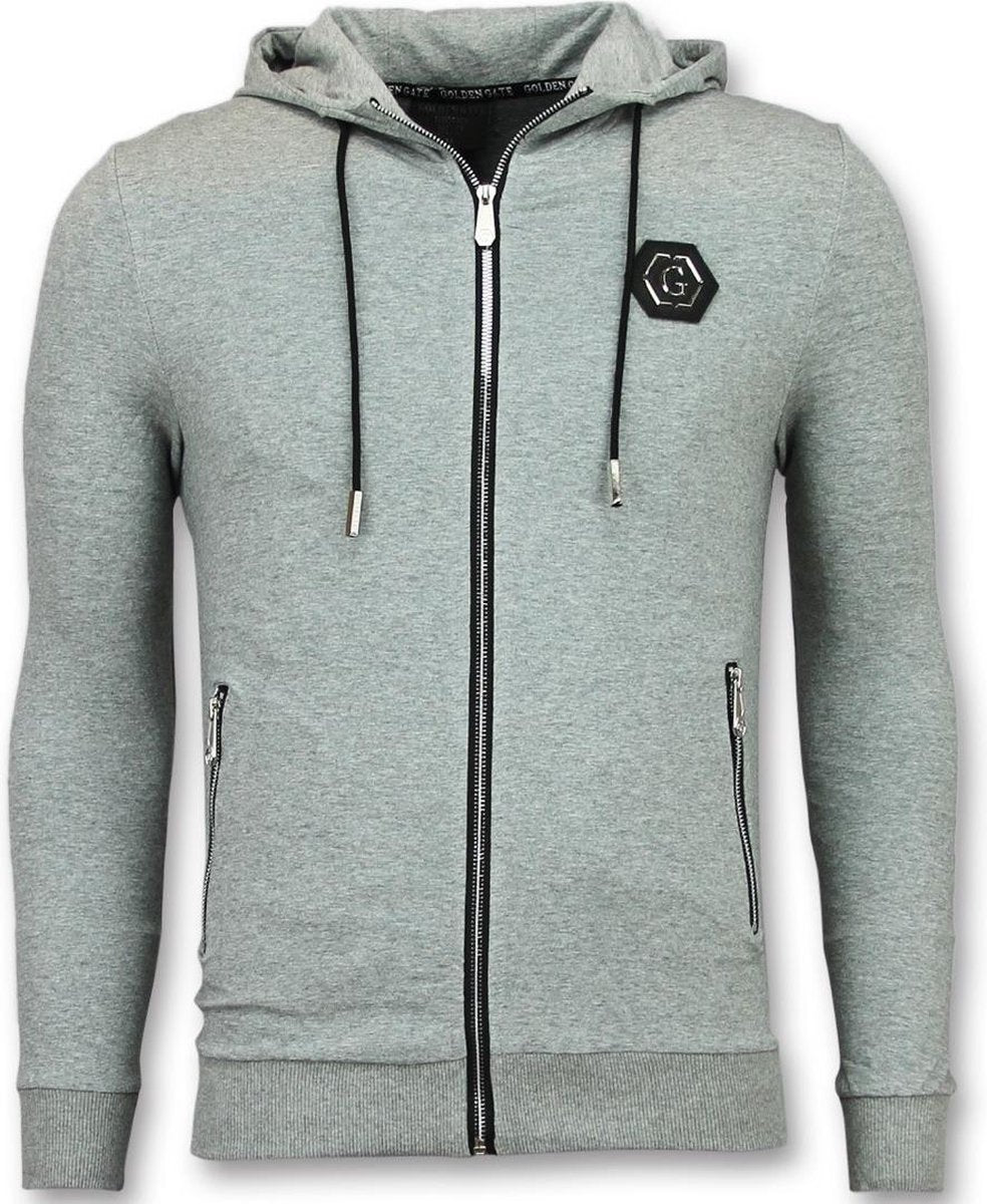 ENOS Mannen vest met Capuchon - Trainingsjack Heren - F581G - Grijs - Maten: S