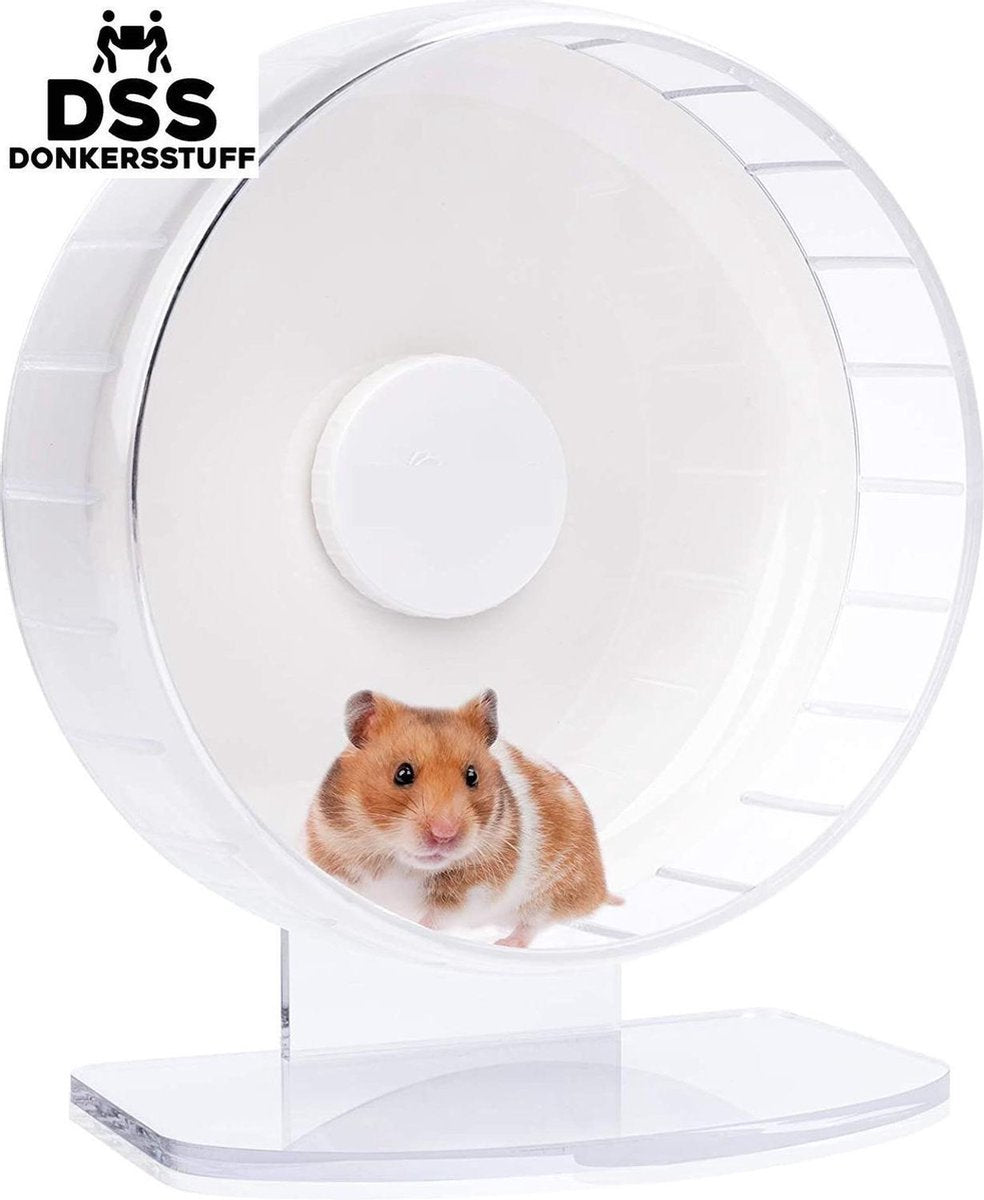 Donkersstuff - Stille Hamster Wiel - Hamster - Rat - Muis - Loopwiel - Hamstermolen - Looprad - Knaagdieren - Knaagdierspeelgoed - Trainingsmolen - Super mute - Transparant