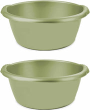 2x stuks groene afwasbak/afwasteil rond 15 liter 42 cm - Afwassen - Schoonmaken